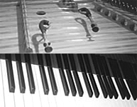 Detail Cymbal und Piano